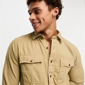 Polo Ralph Lauren Mens 2 pocket twill overshirt classic oversized fit in khaki